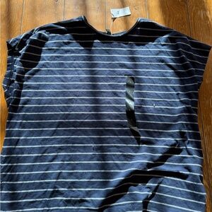 Blue and White Striped Short Sleeve Tee Relaxed Fit